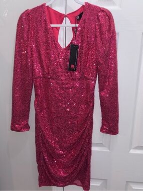NWT Kancy Kole Sequin Long Sleeve V-Neck Dress
